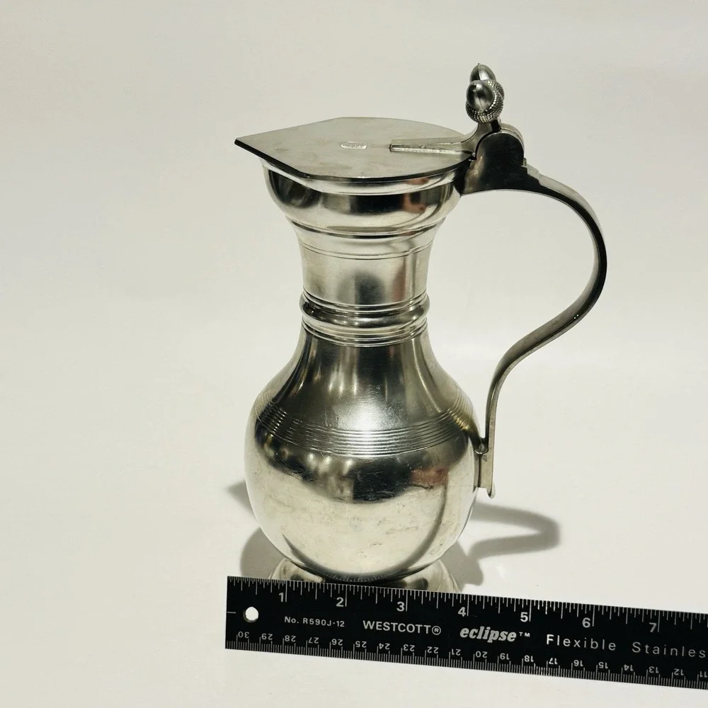 Vintage Etain Sigg Zinn Frauenfeld Tankard Flip Top Lid Double Acorn Finil‎ .8L